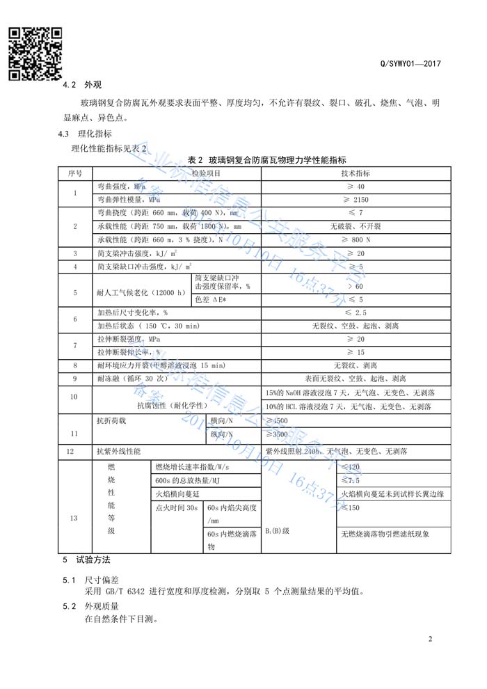 玻璃鋼復(fù)合瓦企業(yè)標(biāo)準(zhǔn)